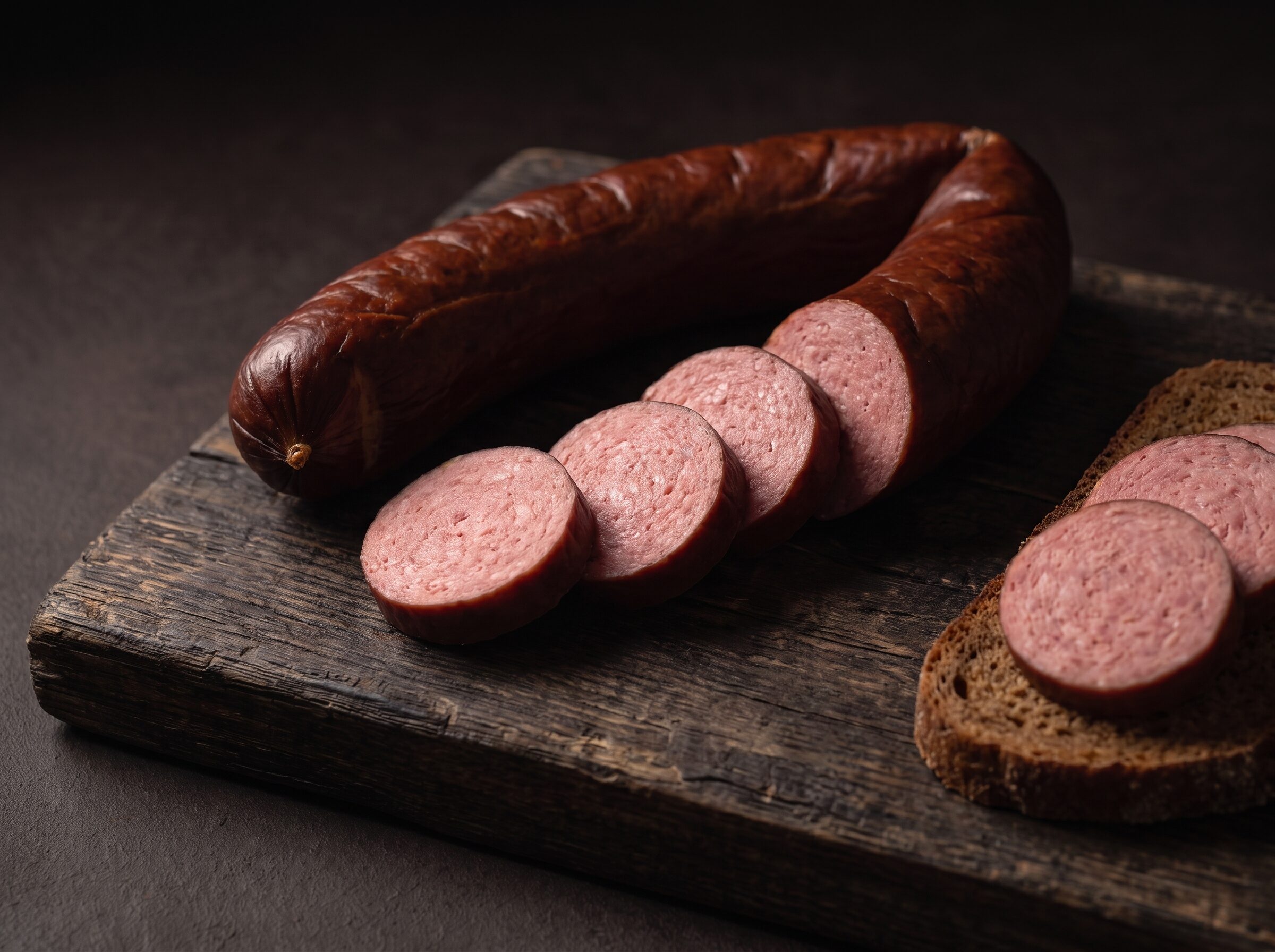 Røget kødpølse i skiver