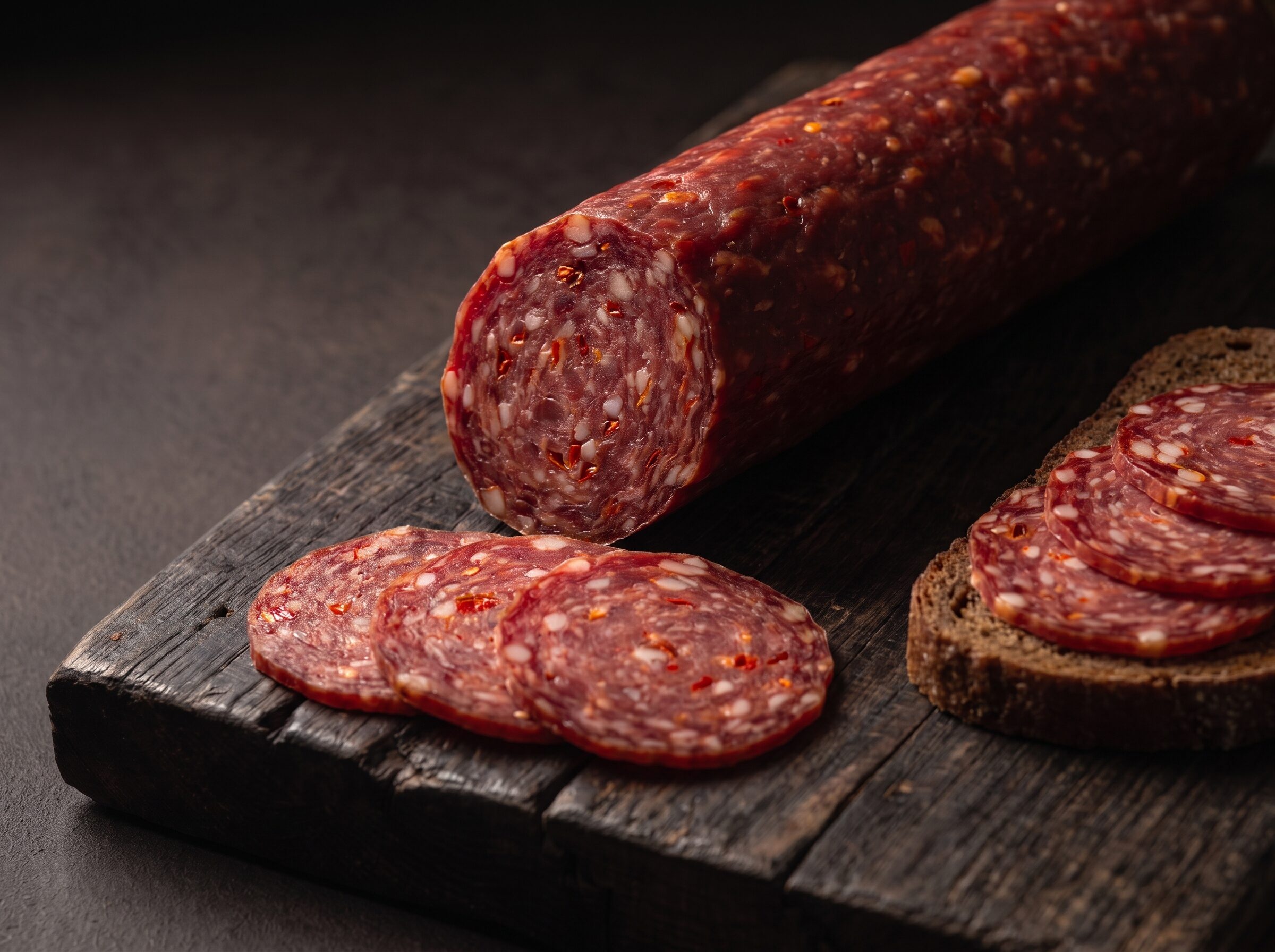 Spegepølse med chili i skiver